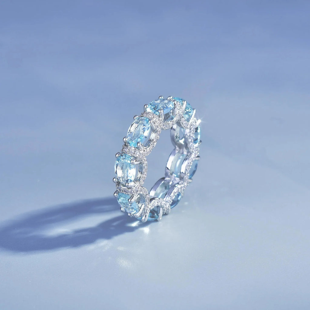 Fashion Jewelry Set for Women Round Aquamarine Bracelet