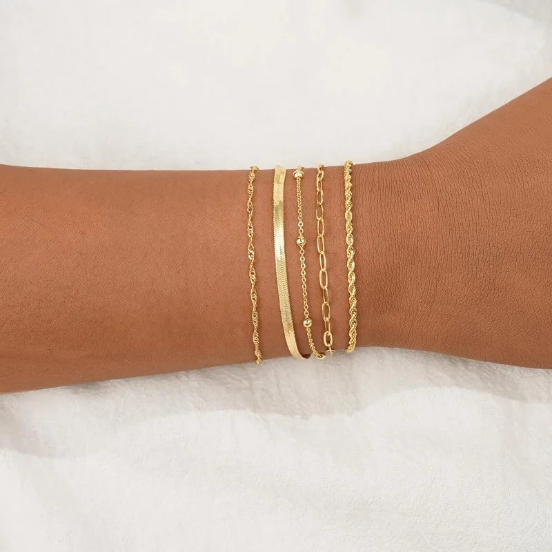 Gold Bracelets for Women, Elegant Adjustable 14K Gold Plated
