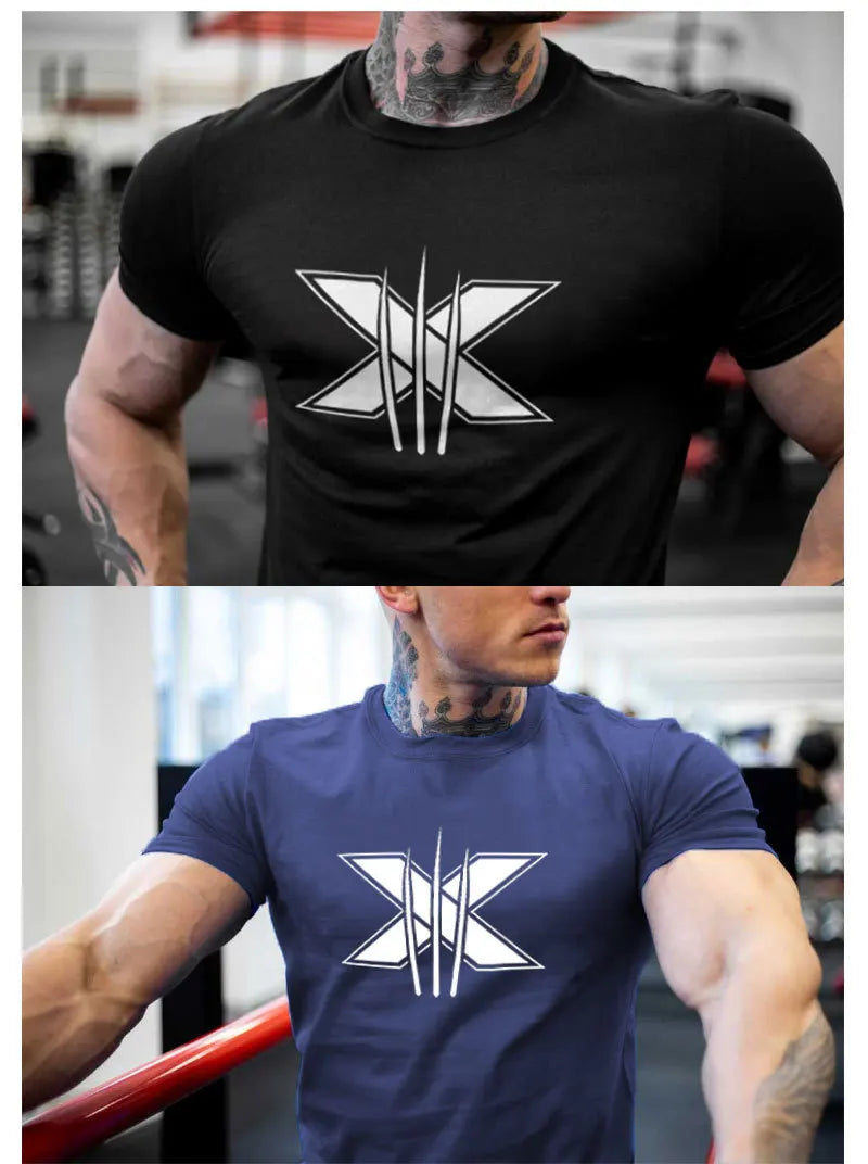 Men's Gym Fitness Clothing Man Cotton Sports Short Sleeve T-shirt