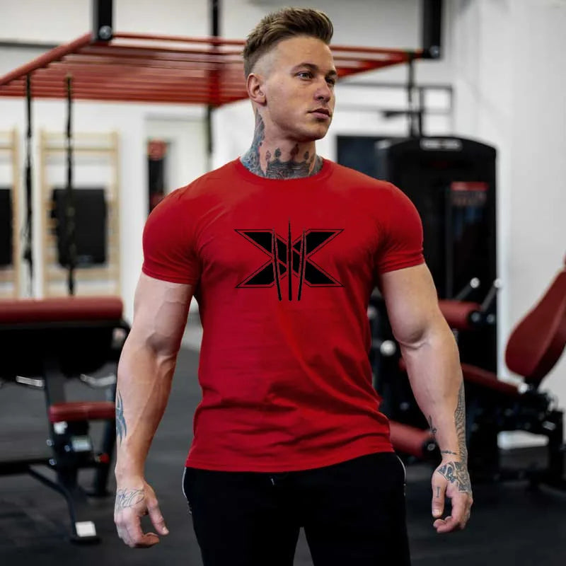 Men's Gym Fitness Clothing Man Cotton Sports Short Sleeve T-shirt