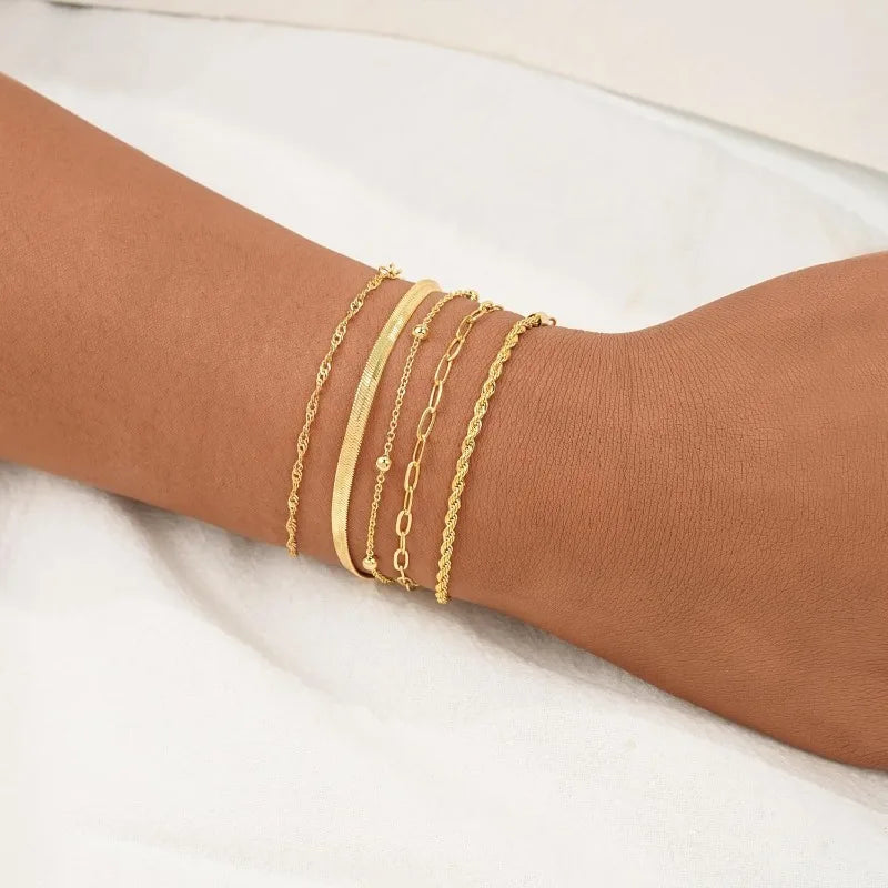 Gold Bracelets for Women, Elegant Adjustable 14K Gold Plated