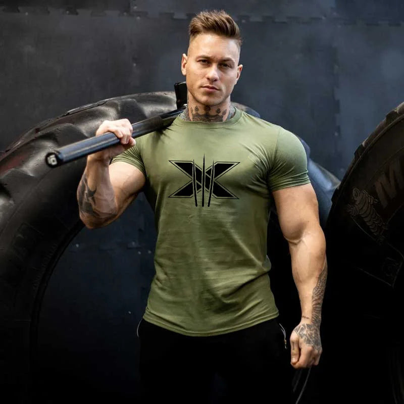 Men's Gym Fitness Clothing Man Cotton Sports Short Sleeve T-shirt