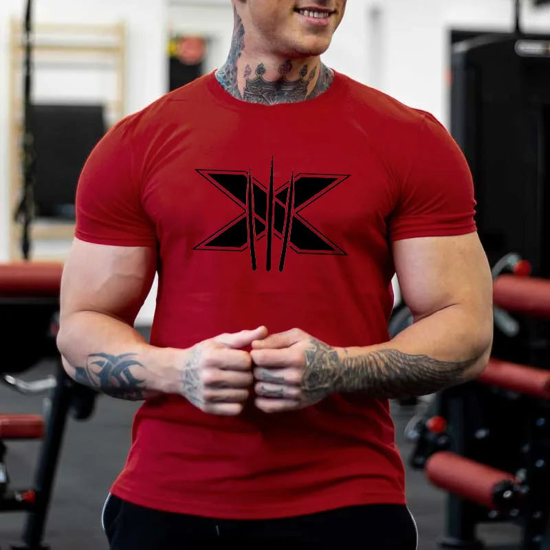 Men's Gym Fitness Clothing Man Cotton Sports Short Sleeve T-shirt