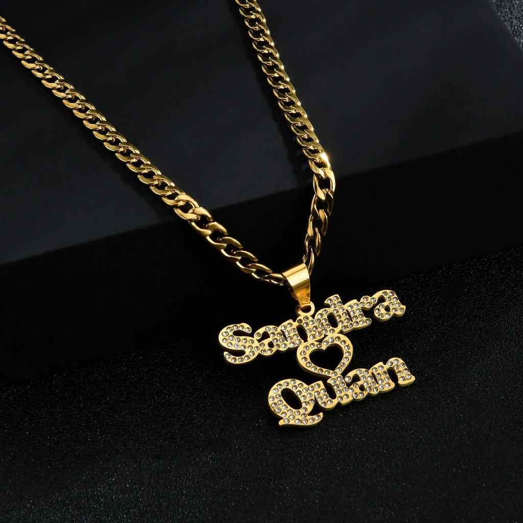 Acheerup Personalized 1-2 Name Pendant Neckalce for Women Stainelss Steel