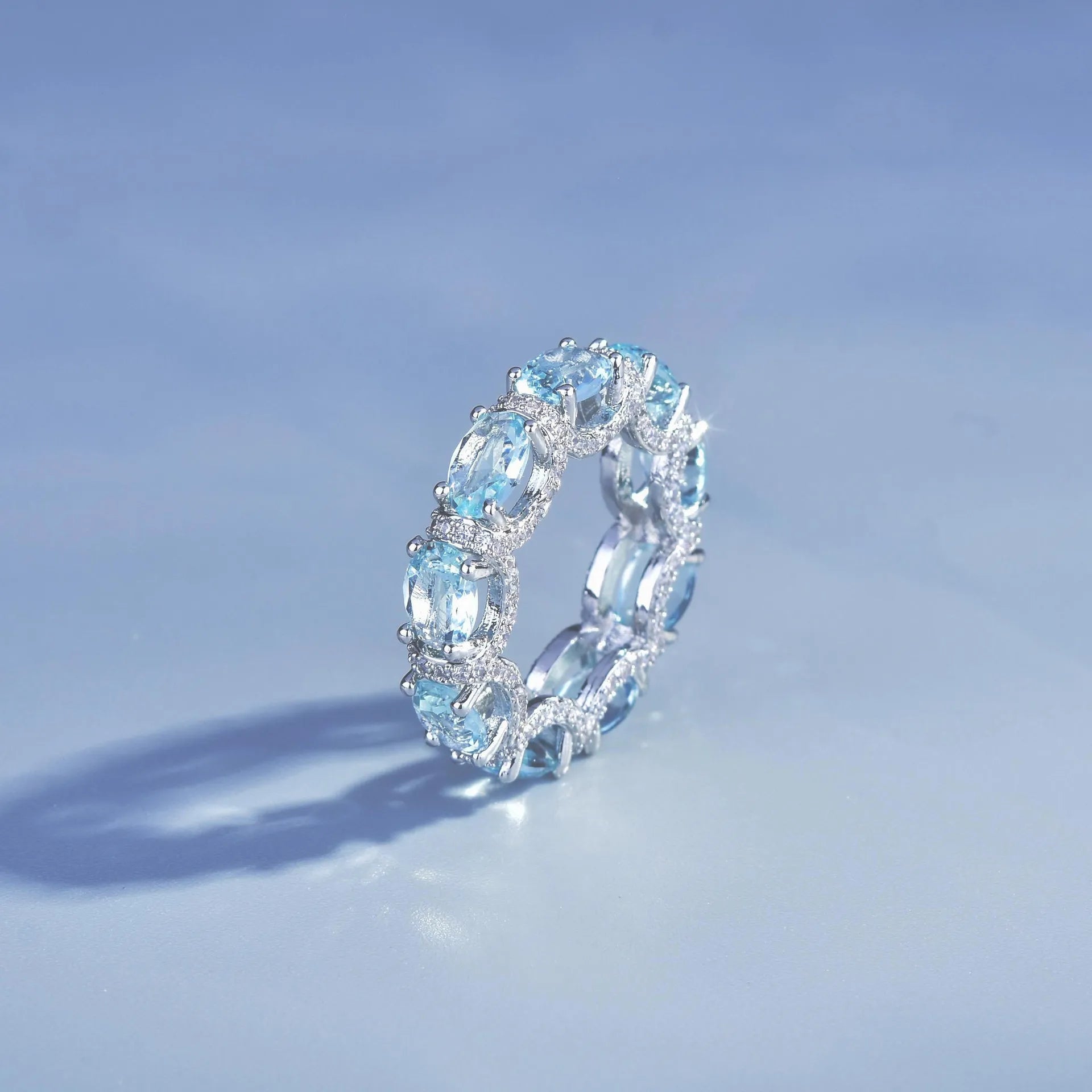 Fashion Jewelry Set for Women Round Aquamarine Bracelet