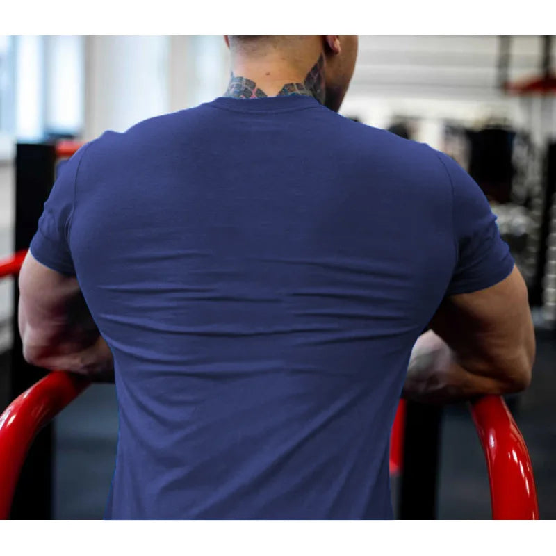 Men's Gym Fitness Clothing Man Cotton Sports Short Sleeve T-shirt