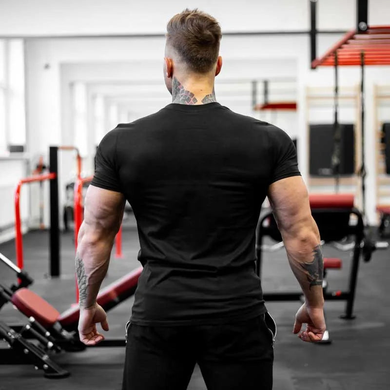 Men's Gym Fitness Clothing Man Cotton Sports Short Sleeve T-shirt