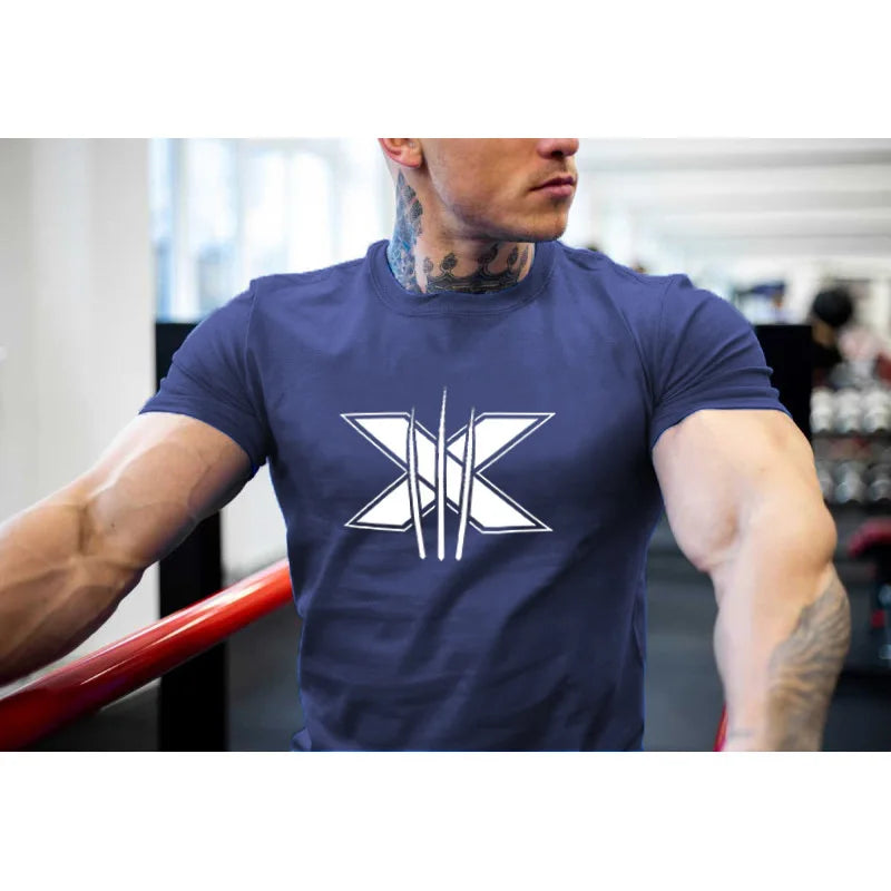 Men's Gym Fitness Clothing Man Cotton Sports Short Sleeve T-shirt