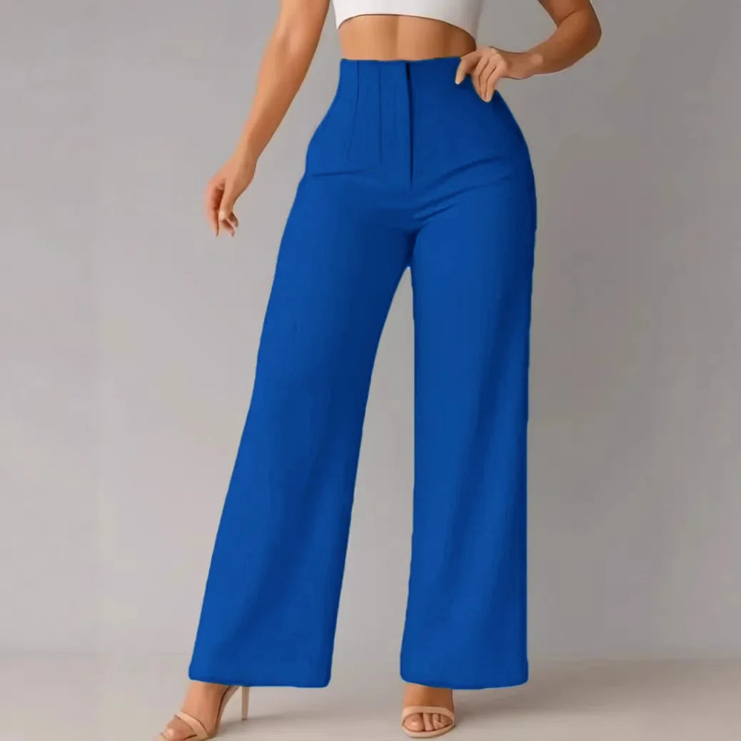 Women's High Waist Wide Leg Pants Elegant Tailored Straight Trousers