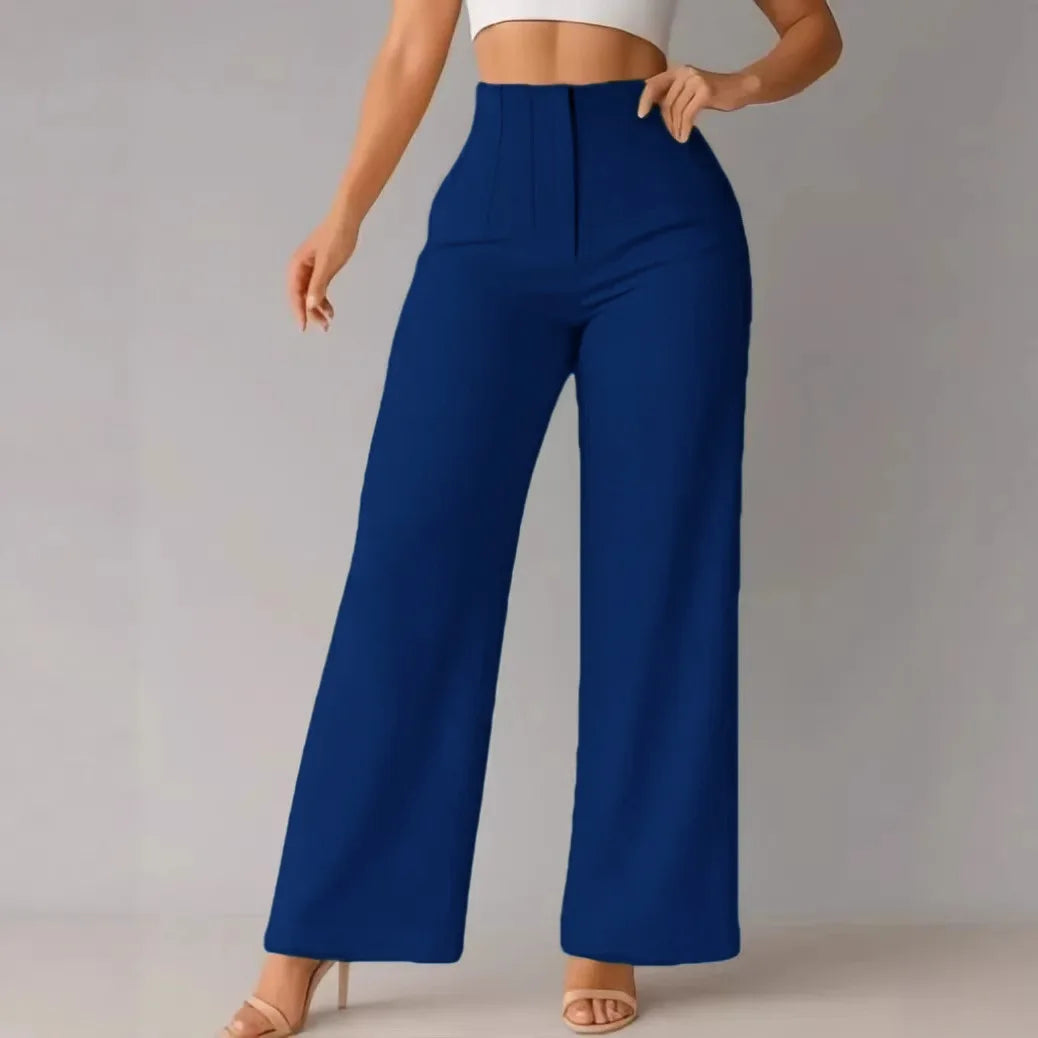 Women's High Waist Wide Leg Pants Elegant Tailored Straight Trousers