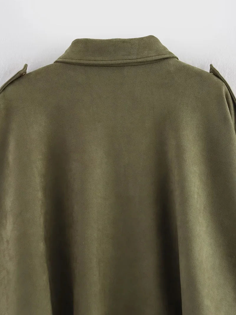 Women's Bomber Jackets Coats Fashion Turn-down Collar Long Sleeve Loose Coats