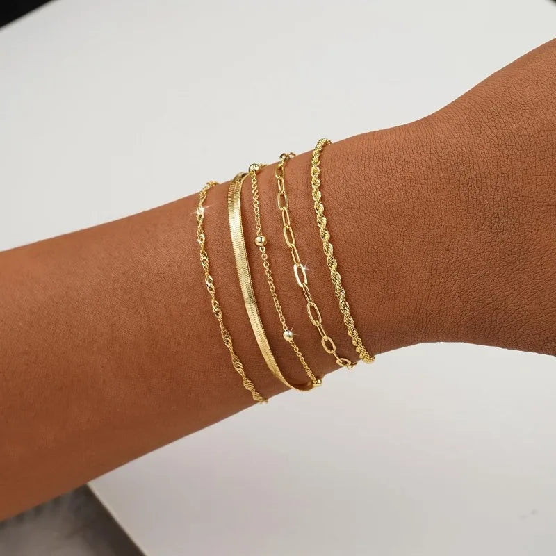 Gold Bracelets for Women, Elegant Adjustable 14K Gold Plated