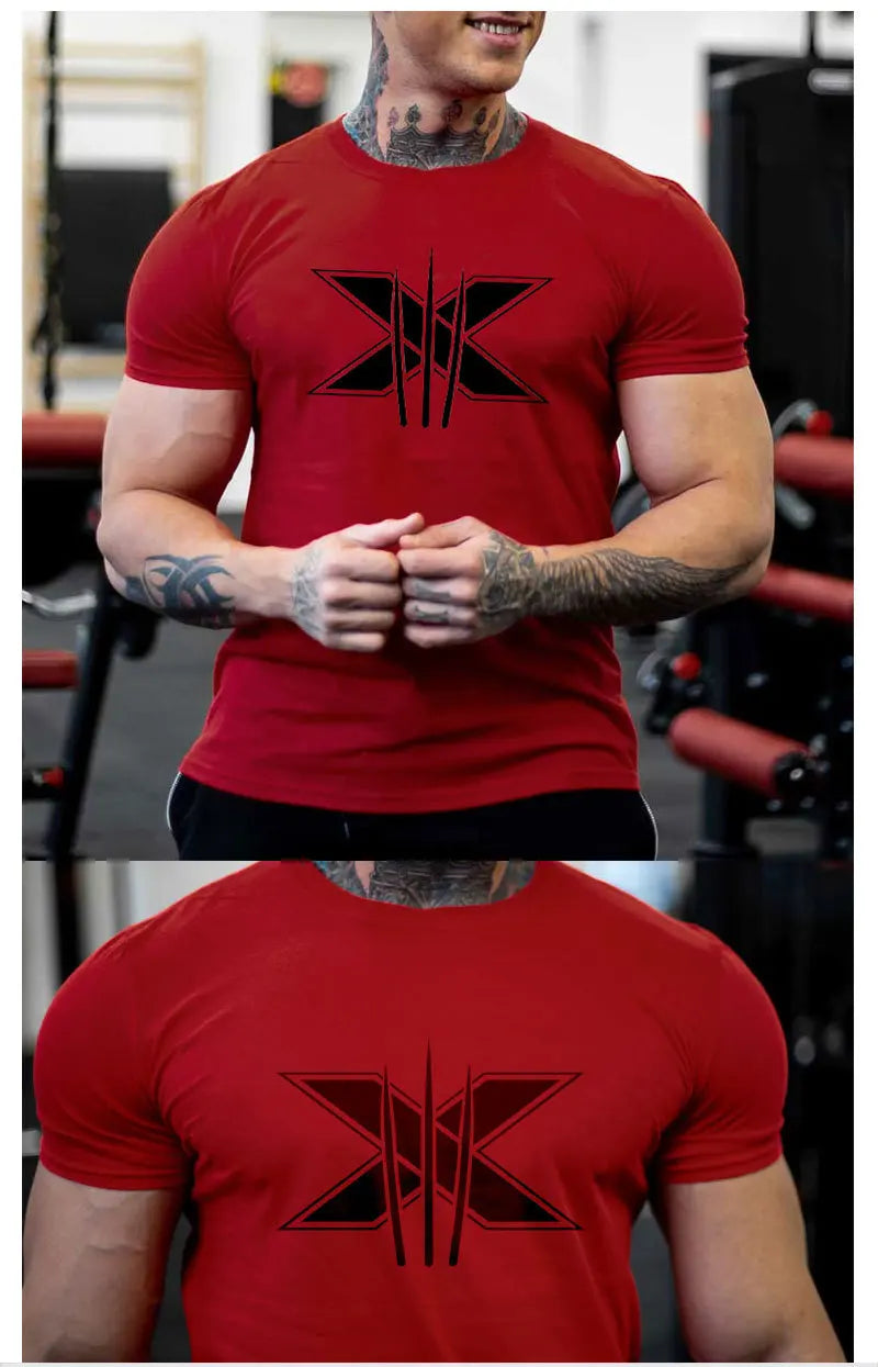 Men's Gym Fitness Clothing Man Cotton Sports Short Sleeve T-shirt