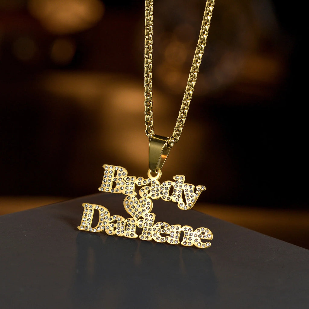 Acheerup Personalized 1-2 Name Pendant Neckalce for Women Stainelss Steel