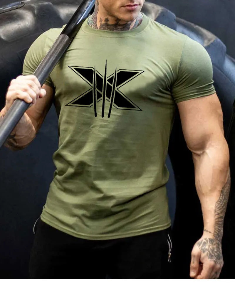 Men's Gym Fitness Clothing Man Cotton Sports Short Sleeve T-shirt