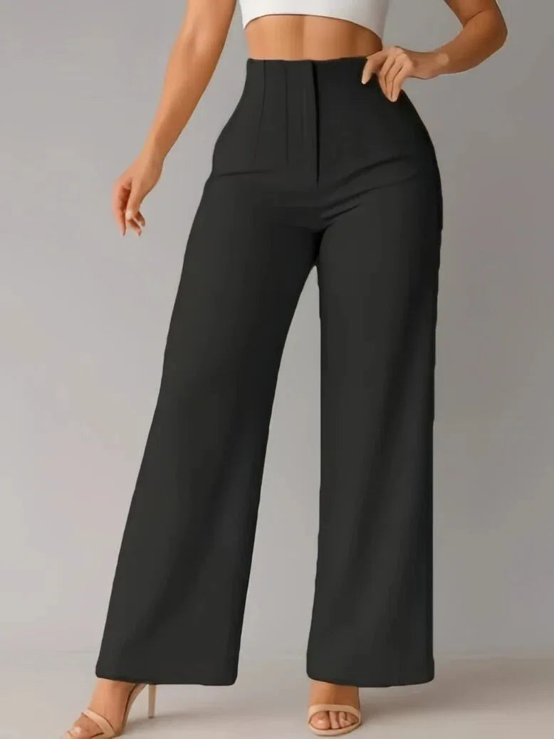Women's High Waist Wide Leg Pants Elegant Tailored Straight Trousers