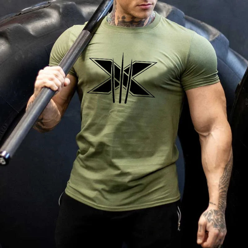 Men's Gym Fitness Clothing Man Cotton Sports Short Sleeve T-shirt