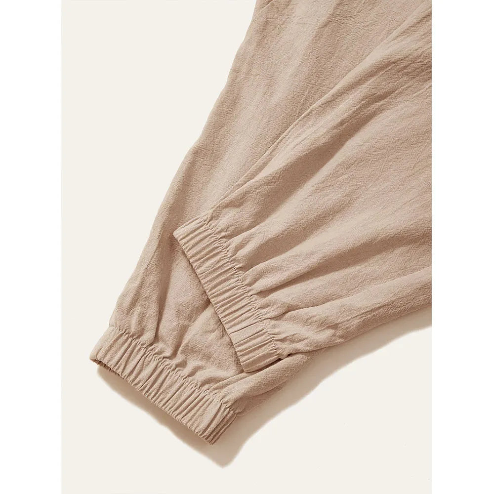 Harem Pants for Men Cotton Linen Drop Crotch Cozy Streetwear Loose Fit