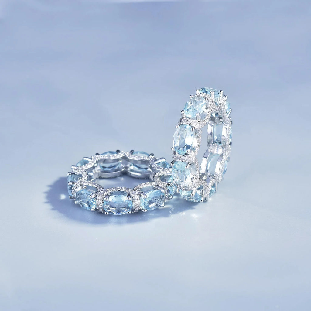 Fashion Jewelry Set for Women Round Aquamarine Bracelet