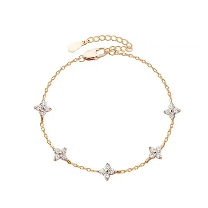 High Quality Crystal Four Leaf Flower Bracelet for Women