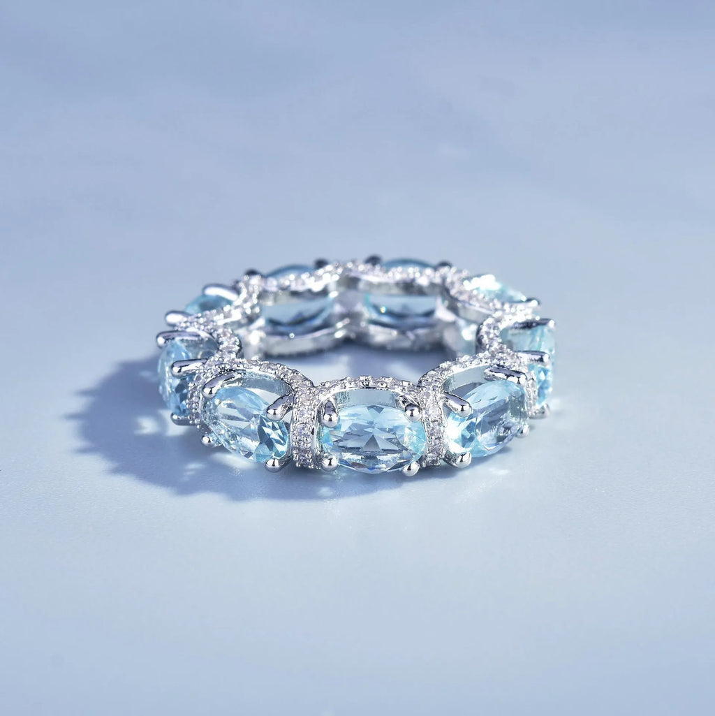 Fashion Jewelry Set for Women Round Aquamarine Bracelet