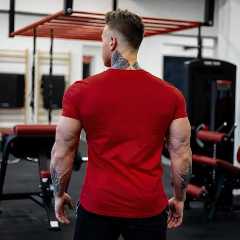 Men's Gym Fitness Clothing Man Cotton Sports Short Sleeve T-shirt