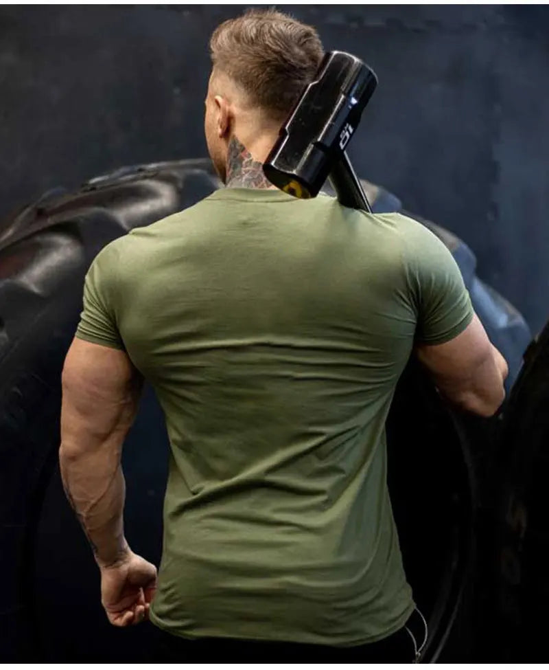 Men's Gym Fitness Clothing Man Cotton Sports Short Sleeve T-shirt