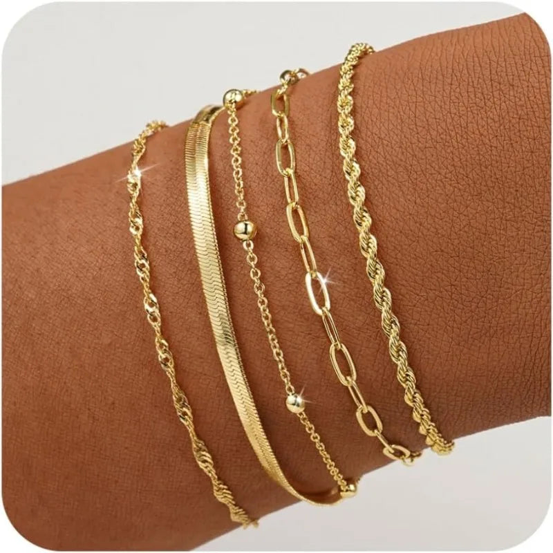 Gold Bracelets for Women, Elegant Adjustable 14K Gold Plated