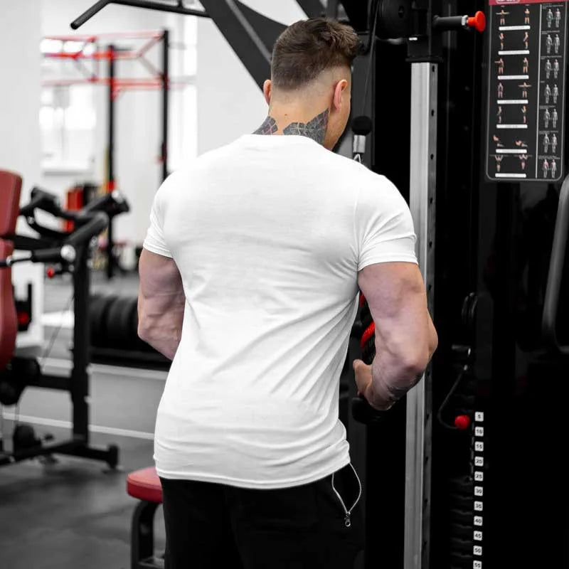 Men's Gym Fitness Clothing Man Cotton Sports Short Sleeve T-shirt