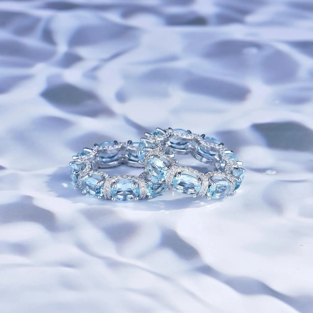 Fashion Jewelry Set for Women Round Aquamarine Bracelet