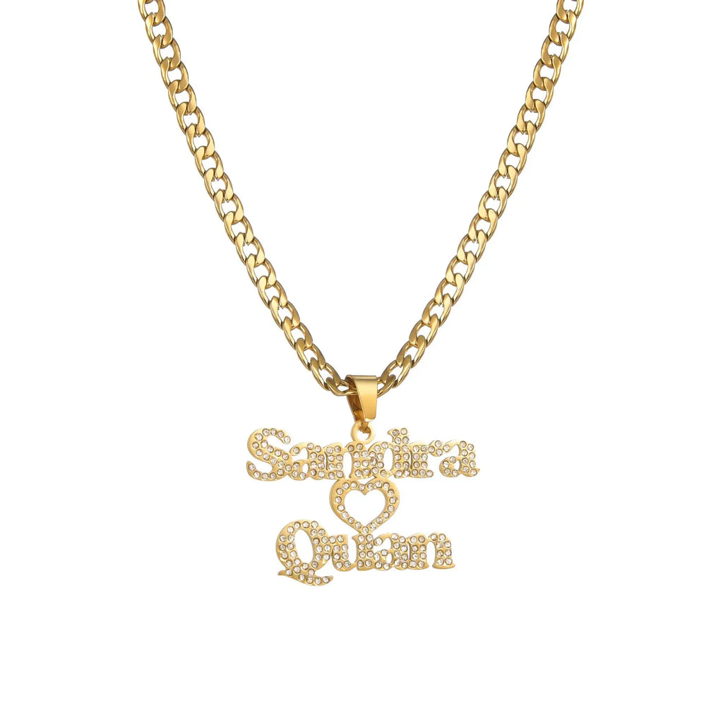 Acheerup Personalized 1-2 Name Pendant Neckalce for Women Stainelss Steel
