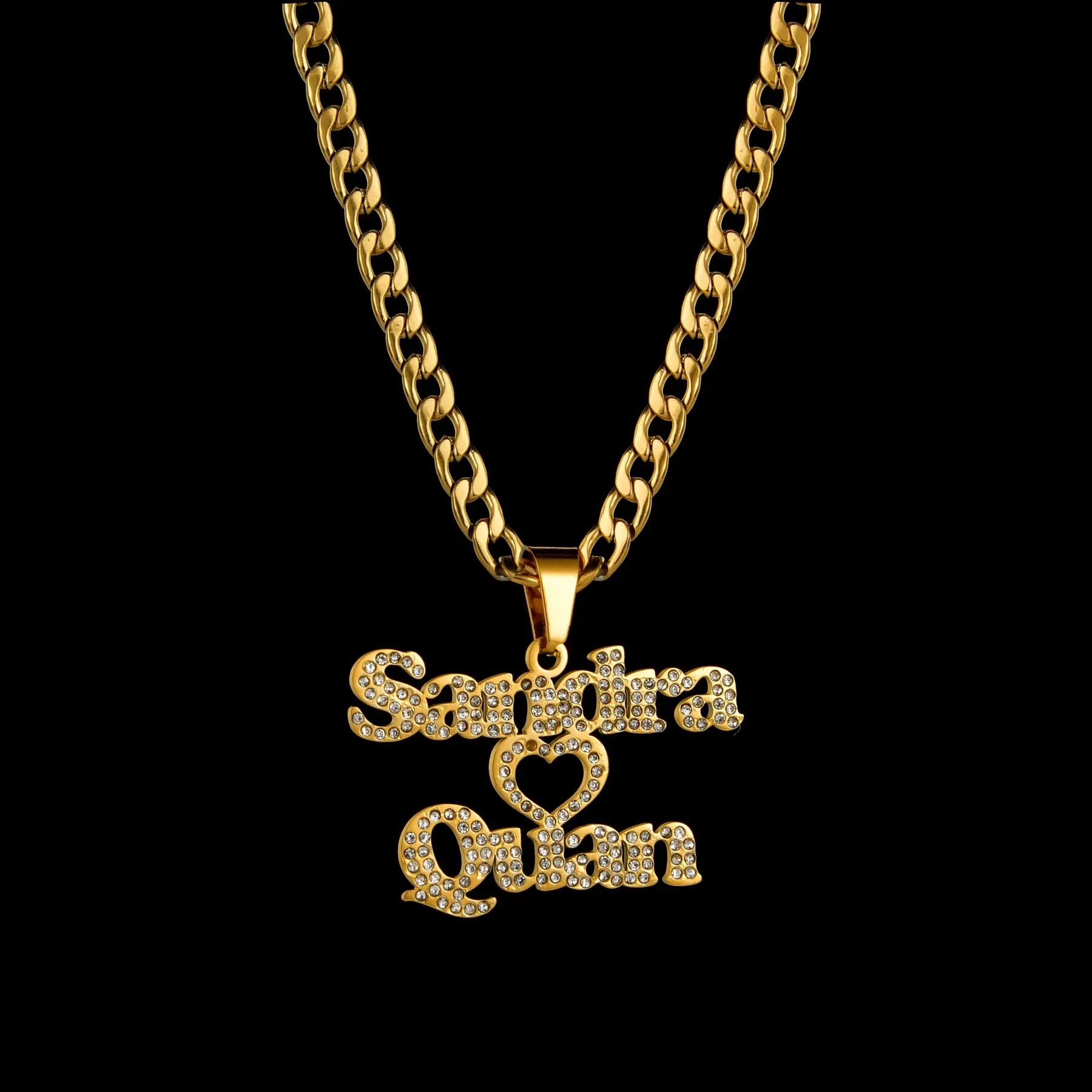 Acheerup Personalized 1-2 Name Pendant Neckalce for Women Stainelss Steel