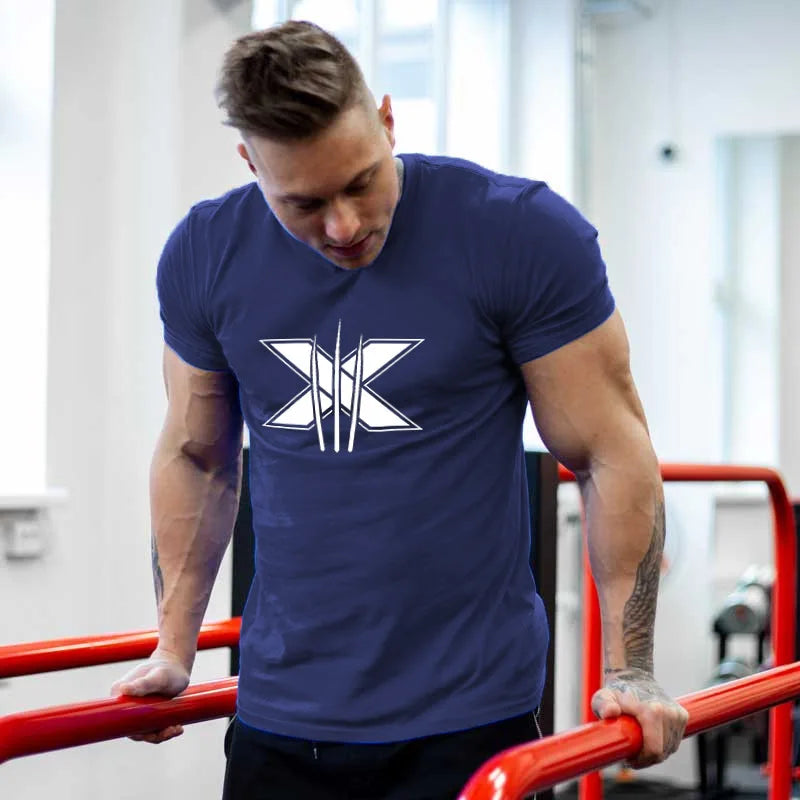 Men's Gym Fitness Clothing Man Cotton Sports Short Sleeve T-shirt