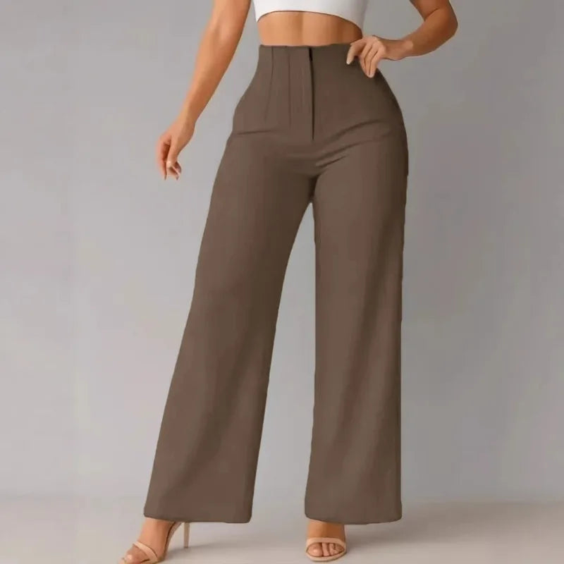 Women's High Waist Wide Leg Pants Elegant Tailored Straight Trousers
