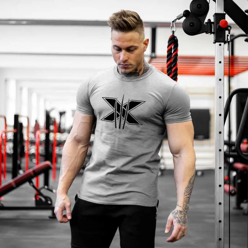 Men's Gym Fitness Clothing Man Cotton Sports Short Sleeve T-shirt