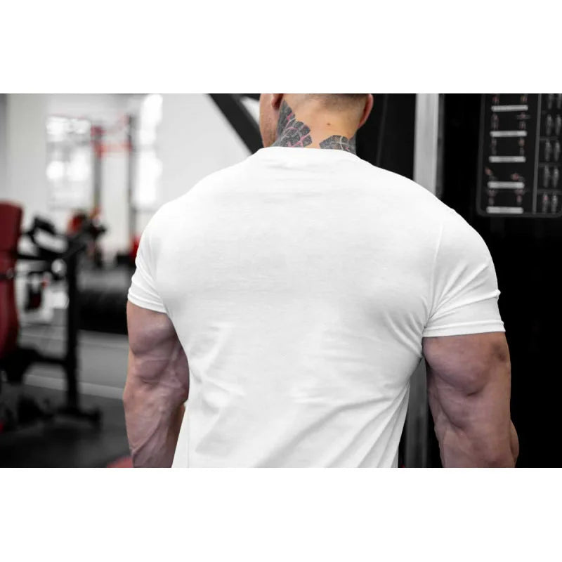 Men's Gym Fitness Clothing Man Cotton Sports Short Sleeve T-shirt