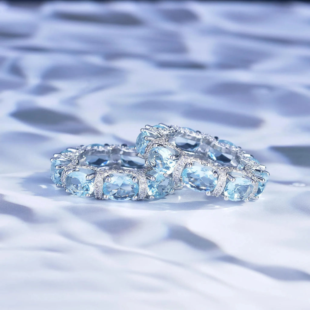 Fashion Jewelry Set for Women Round Aquamarine Bracelet