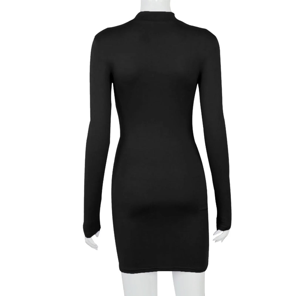 Female Dresses Outfits Women'S Dress Long Sleeve Solid Color Drawstring