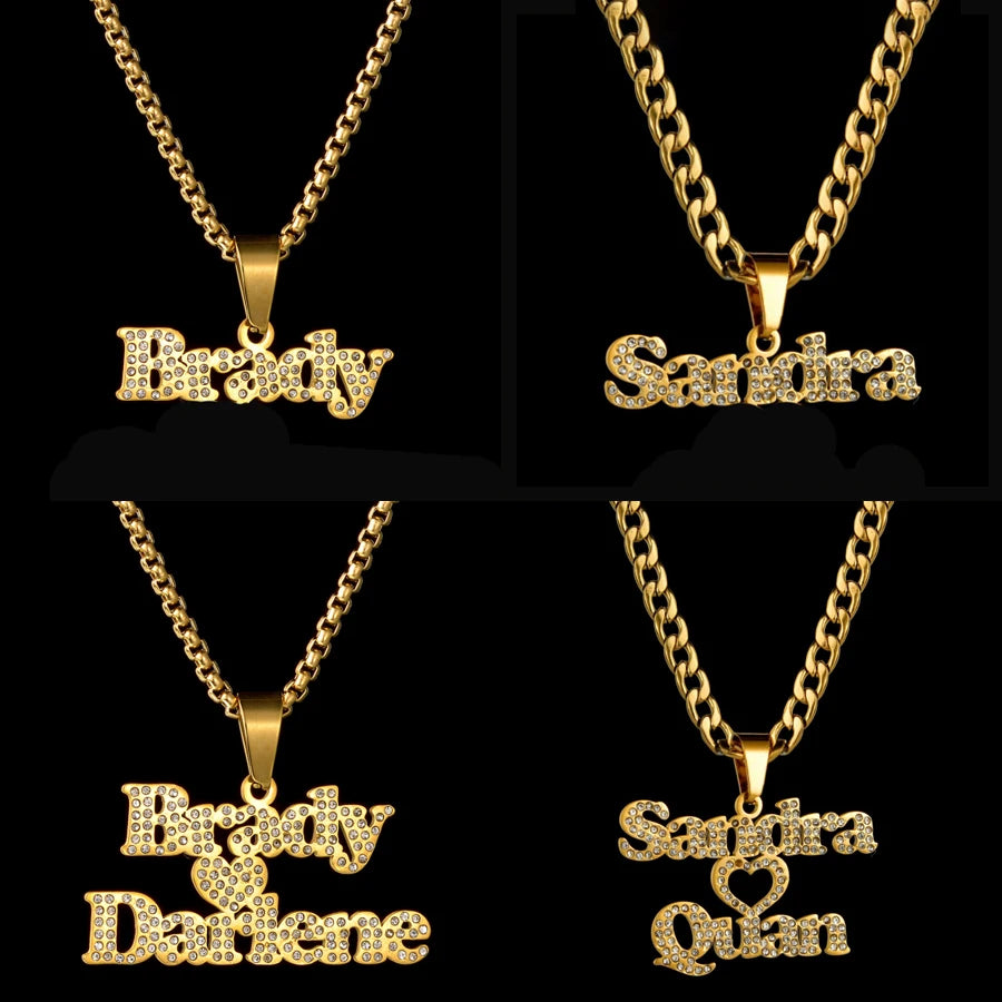 Acheerup Personalized 1-2 Name Pendant Neckalce for Women Stainelss Steel