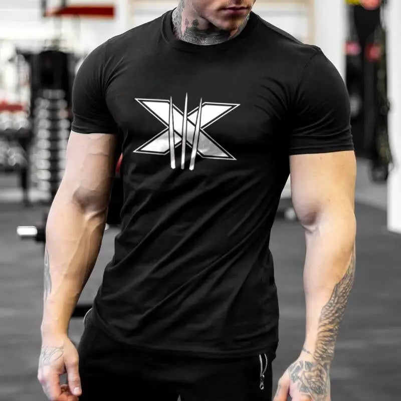 Men's Gym Fitness Clothing Man Cotton Sports Short Sleeve T-shirt
