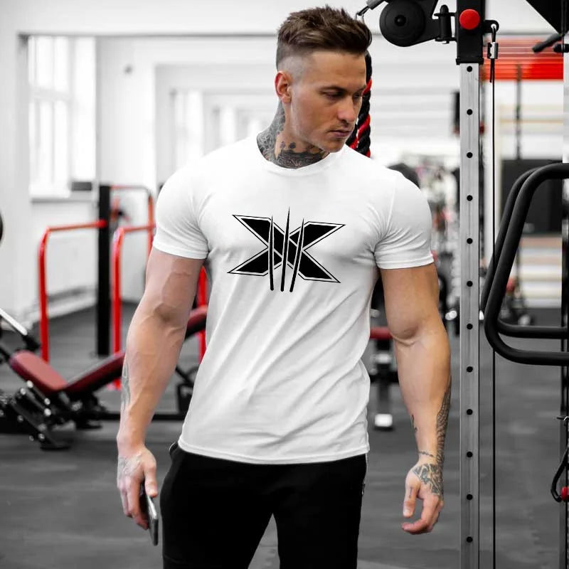 Men's Gym Fitness Clothing Man Cotton Sports Short Sleeve T-shirt